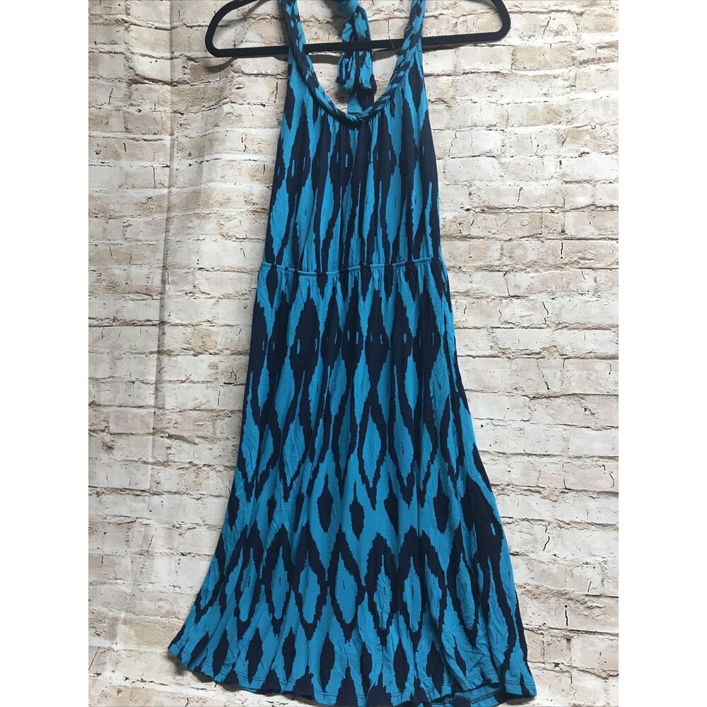 GAP Women’s Dress Small Braided Neck Teal Navy Geometric Tank Tie Belt Waist